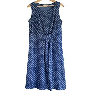 BODEN Floral Polka Dot Sleeveless Cotton Modal Dress Blue Casual 12 Long
